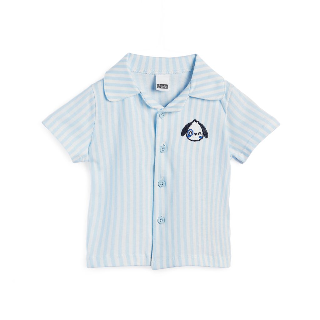 סט פיג'מה פסים כחול