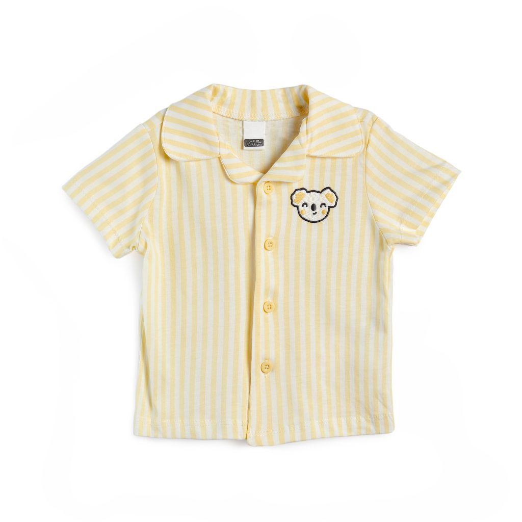 סט פיג'מה פסים צהוב לתינוקות