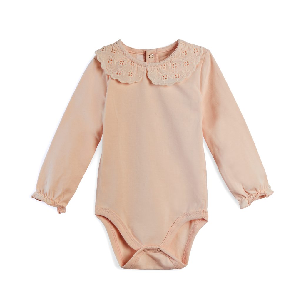 בגד גוף צווארון תחרה ורוד