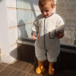 אוברול פוך יוניסקס שמנת פס משובץ