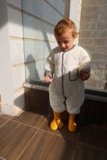 אוברול פוך יוניסקס שמנת פס משובץ