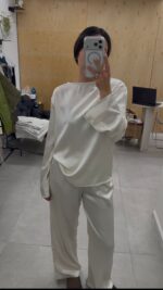 חליפת סאטן לבן פנינה