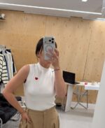 גופיית שריג חצי גולף לב אדום